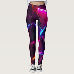 Leggings Neón Geométrico Abstracto Futurista Ciberpunk