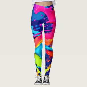 Leggings Neon Glow Liquid Swirls Design