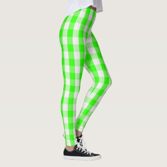 Leggings Neon Green Gingham Pattern de Shirley Taylor (Derecha)