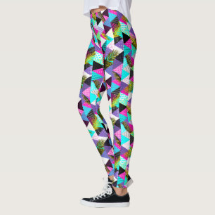 Leggings Neon Memphis Style Triangles