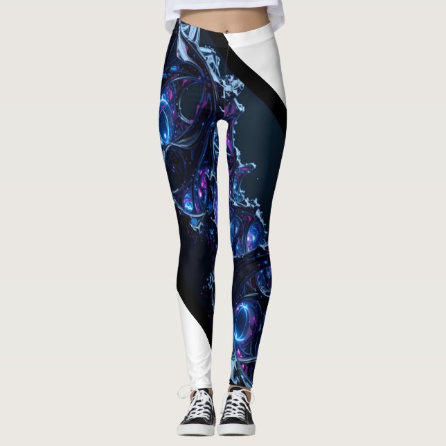 Leggings Neon Nexus: Estructura Tecnoorgánica entretejida (Anverso)