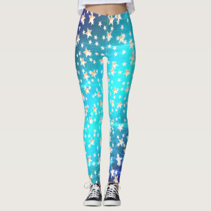 Leggings Neon Ombre Blue Patriotic Gold Stars