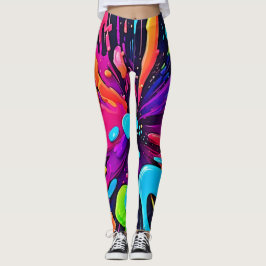Leggings Neon Paint Burst Art
