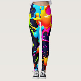 Leggings Neon Paint Splatter Resumen Arte