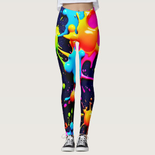 Leggings Neon Paint Splatter Resumen Arte
