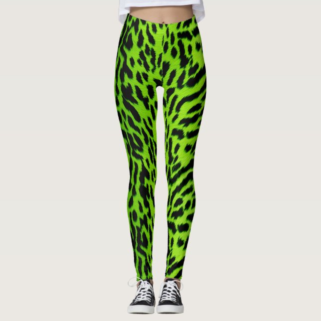Leggings Neón Patrón de piel de animal verde Animalia (Anverso)