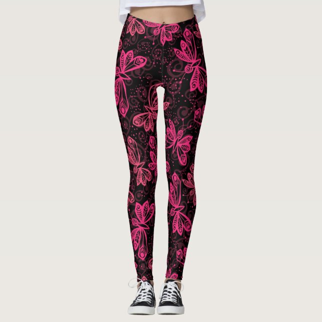 Leggings Neon Pink Buttflies (Anverso)