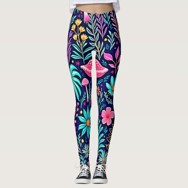 Leggings Neon Psychedelic Mushroom Forest Dream (Anverso)