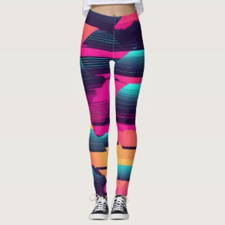 Leggings Neon Pyramids | Onda sintética divertida