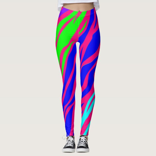 Leggings Neon Rainbow Zebra (Anverso)