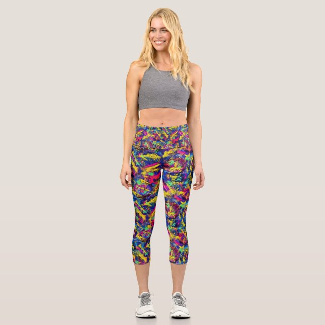 Leggings Neon Rewind Capri de los años 80 (Anverso)