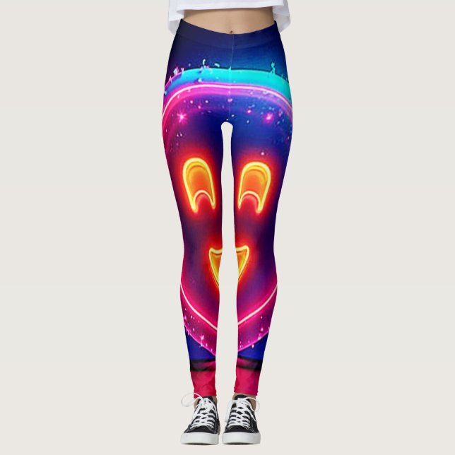 Leggings Neon Smile: Bright Happy Glow Design (Anverso)