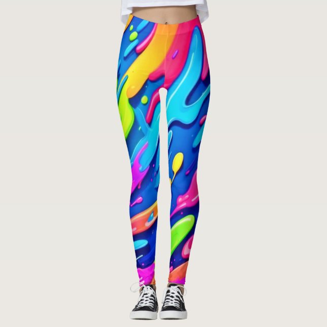 Leggings Neon Splash Resumen Arte Mágico (Anverso)