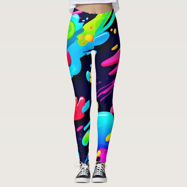 Leggings Neon Splatter Flow Art (Anverso)