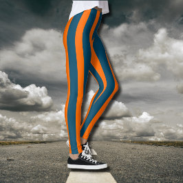Leggings Neon Sunset Naranja y Ocean Blue Guay Striping