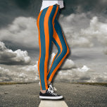 Leggings Neon Sunset Naranja y Ocean Blue Guay Striping<br><div class="desc">Neon Sunset Naranja y Ocean Blue Guay Vintage Stried</div>