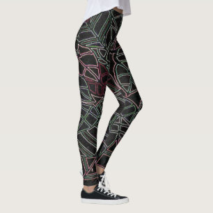 Leggings Neon Tropical Pop Art on Black