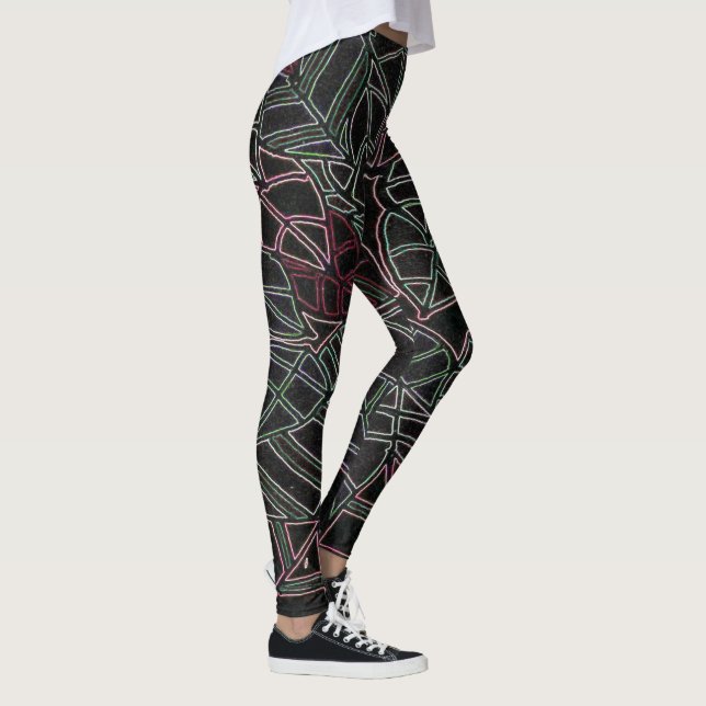 Leggings Neon Tropical Pop Art on Black (Derecha)