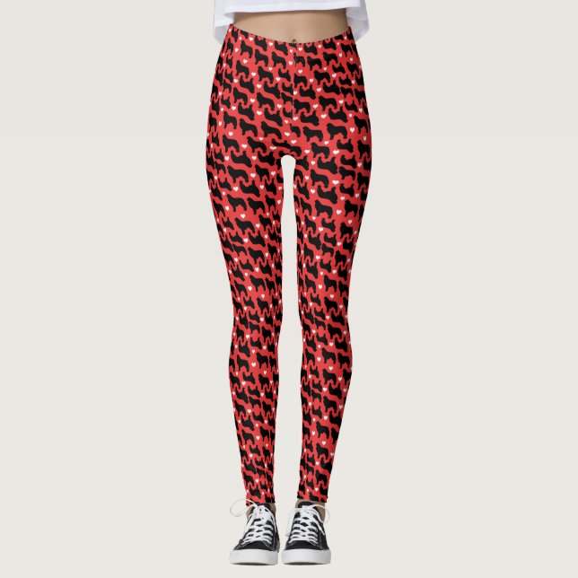 Leggings Newondlands con el patrón rojo del corazón (Anverso)