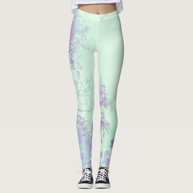 Leggings Niebla de hoja ancha de lavanda (Anverso)