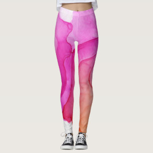 Leggings Nieve en la nube de tinta Resumen Peach caliente d