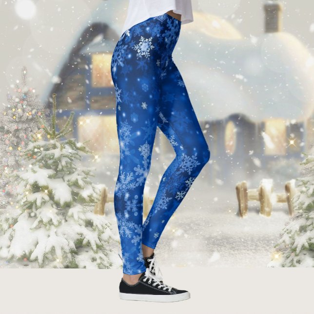 Leggings Nieve Medianoche Blue Sky Snowflakes (Subido por el creador)