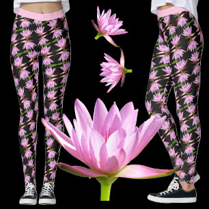 Leggings Nieves de agua rosada con negro y verde - Floral