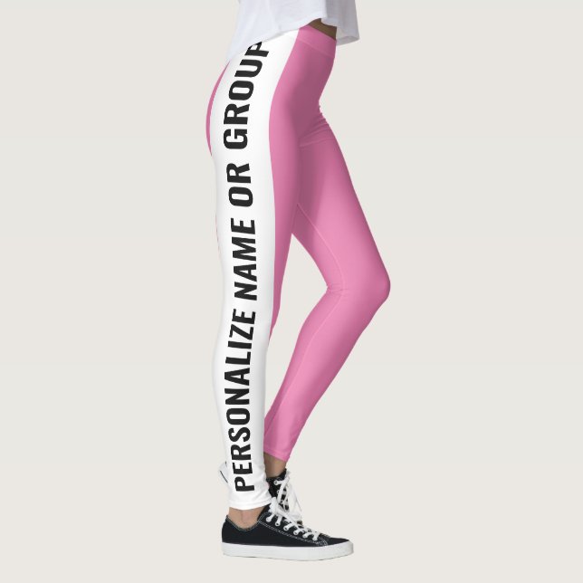 Leggings Niña de moda blanca y rosa personalizada (Derecha)