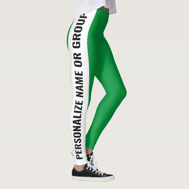 Leggings Niña de moda blanca y verde personalizada (Derecha)