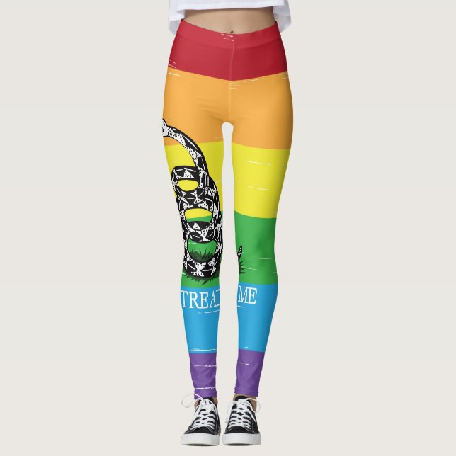 Leggings No me pises la bandera de Gadsden LGBT arcoiris (Anverso)