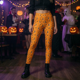 Leggings Noche de Brujas de Halloween Naranja con Brujas&Ga