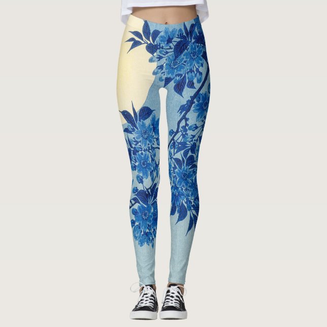 Leggings Noche de la luna Árbol azul luna (Anverso)