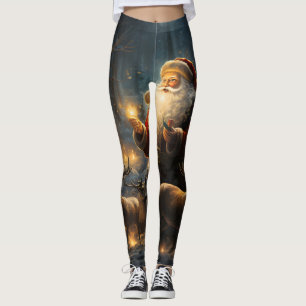 Leggings Noche de Navidad de Santa en el Bosque Nevado