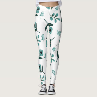 Leggings Noche floral del jardín azul