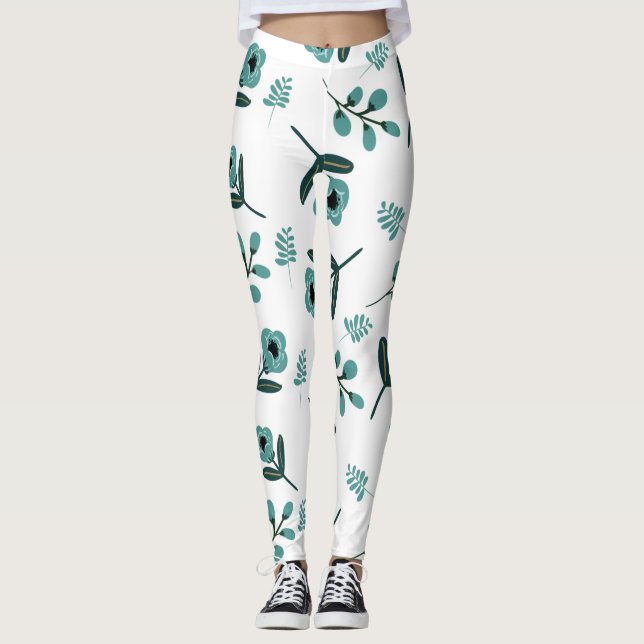 Leggings Noche floral del jardín azul (Anverso)
