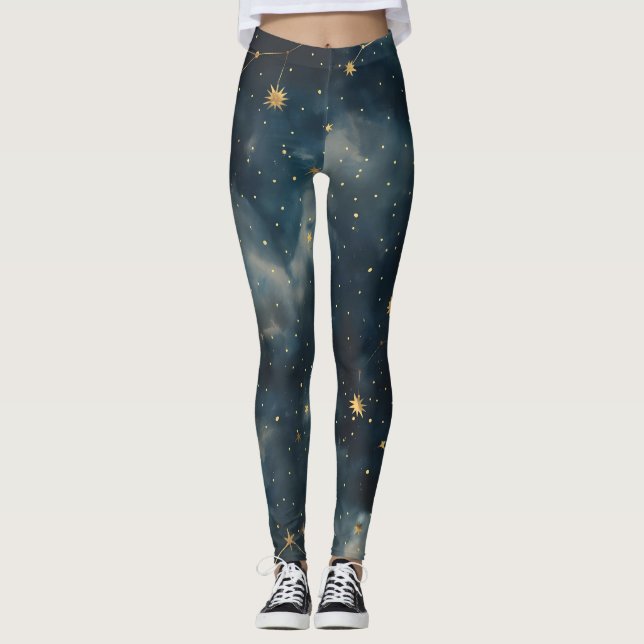 Leggings Noche Golden Starry - Activa Celestial de lujo (Anverso)