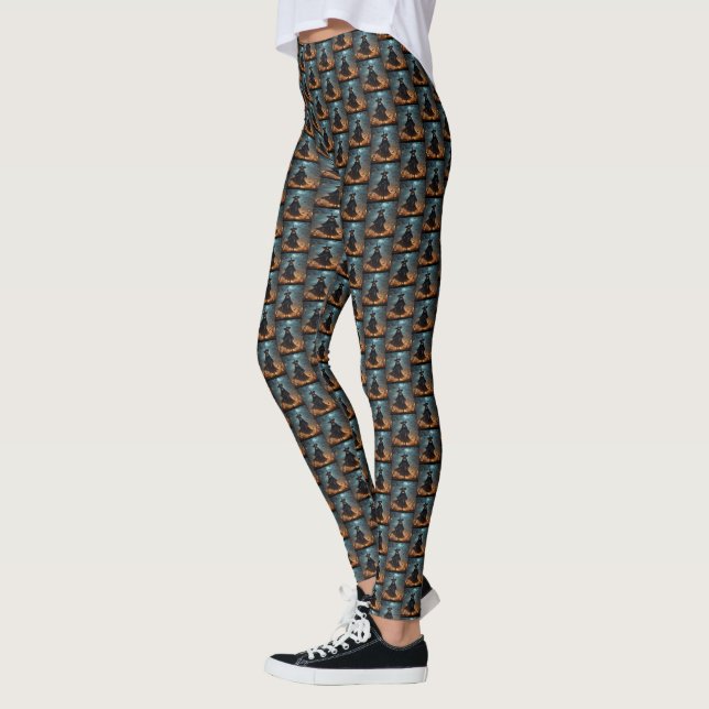 Leggings "Noche malvada: Asustada bruja de Halloween y sus  (Izquierda)