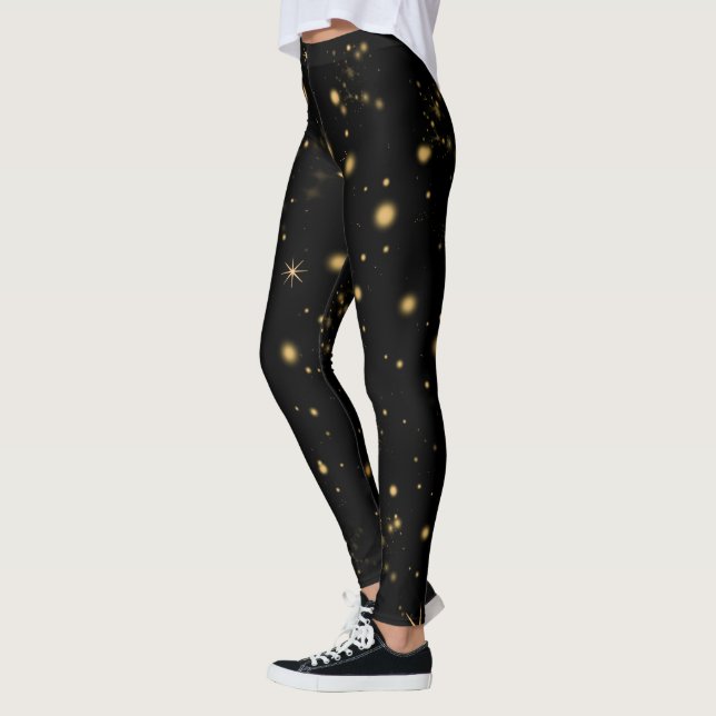 Leggings Noche negra de las estrellas amarillas doradas (Izquierda)