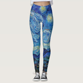 Leggings Noche Van Gogh Starry. Arte vintage impresionista