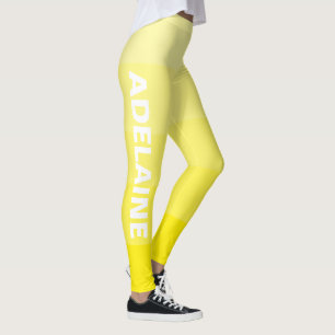 Leggings Nombre blanco Estiloso 5 bloques de tonos amaril