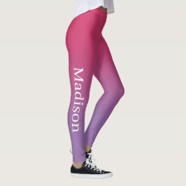 Leggings Nombre con estilo en degradado rosa a morado