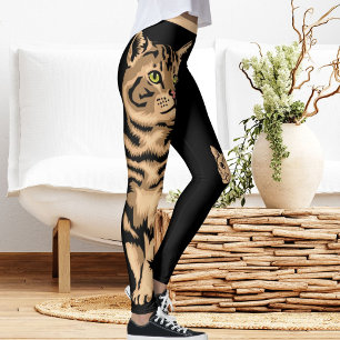 Leggings Nombre de bricolaje Gato lindo Mascota Animal Negr
