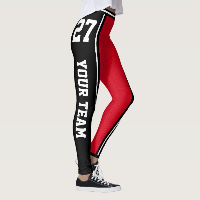 Leggings Nombre de equipo deportivo número de banda roja ne (Derecha)
