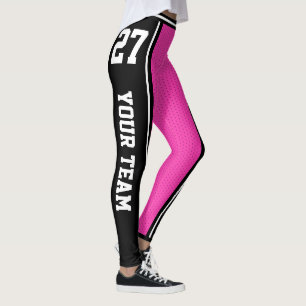 Leggings Nombre de equipo deportivo número de banda rosada 