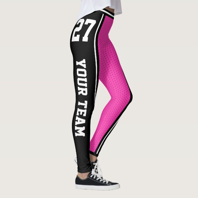 Leggings Nombre de equipo deportivo número de banda rosada  (Derecha)