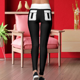 Leggings Nombre de gato mascota personalizado rayas blancas