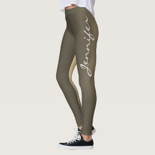 Leggings Nombre de letra cursiva moderna con gradiente marr