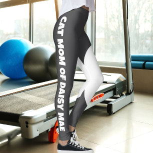 Leggings Nombre de mascota lindo para mamá de gato gris osc