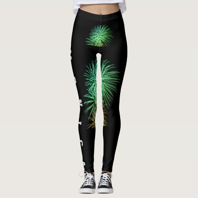 Leggings Nombre de repetición del personalizado Piernas neg (Anverso)