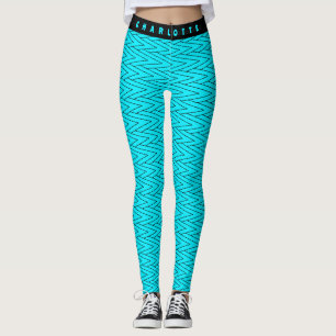 Leggings Nombre de Zigzag Neon Turquoise Deportes geométric